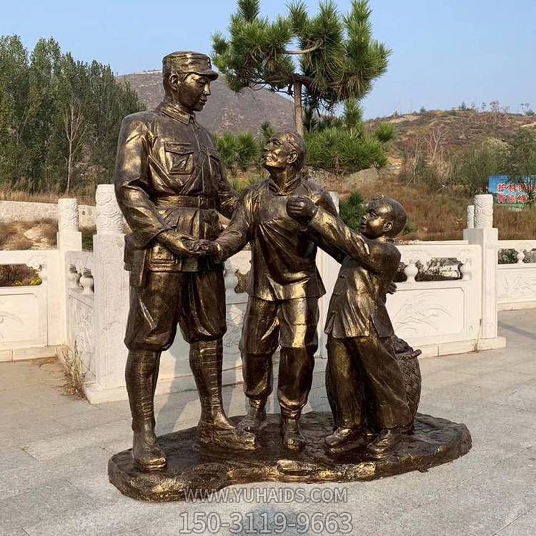 农村街道玻璃钢仿铜八路军慰问农民情景小品博鱼网页版