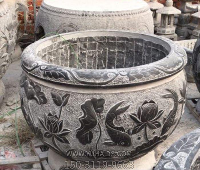 庭院荷花鲤鱼浮雕缸博鱼网页版