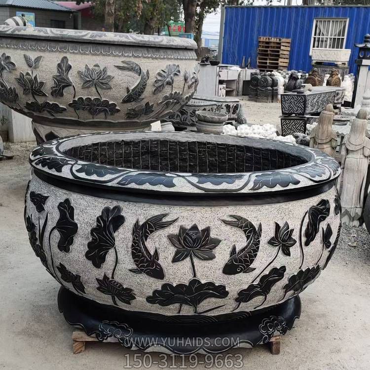 天然青石仿古石雕鱼缸花盆 庭院荷花缸户外花园养鱼池水缸<a href=