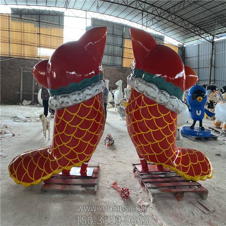 玻璃钢卡通彩绘创意舞狮景观摆件博鱼网页版