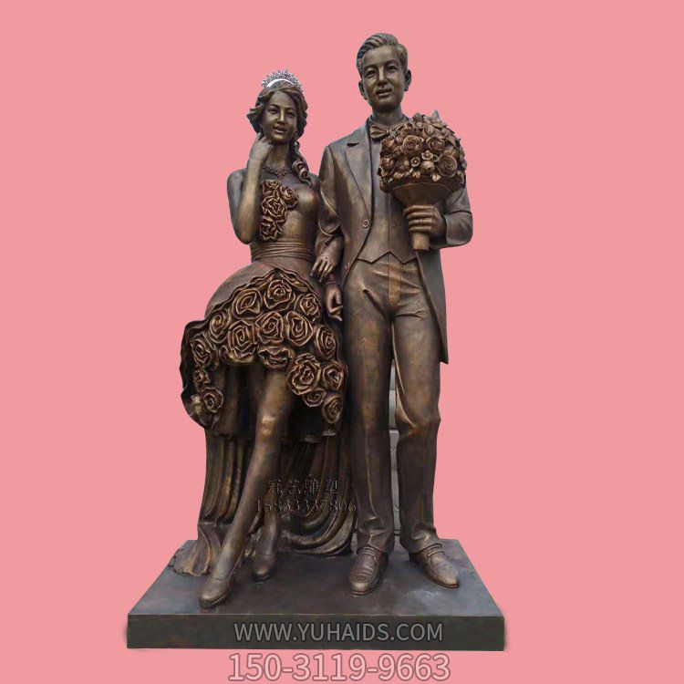 景区景点爱情主题玻璃钢仿铜情侣人物博鱼网页版摆件