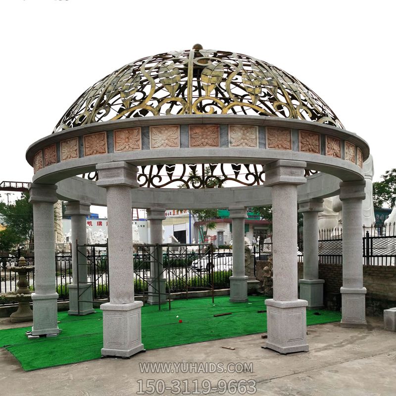 酒店户外欧式八柱铁艺镂空圆形凉亭博鱼网页版