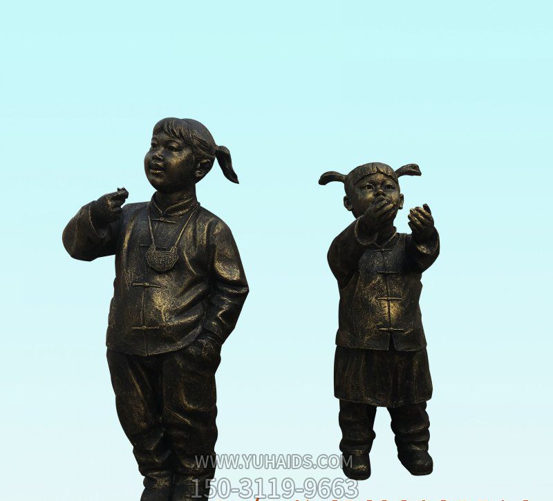 景区铜雕玩耍的儿童博鱼网页版