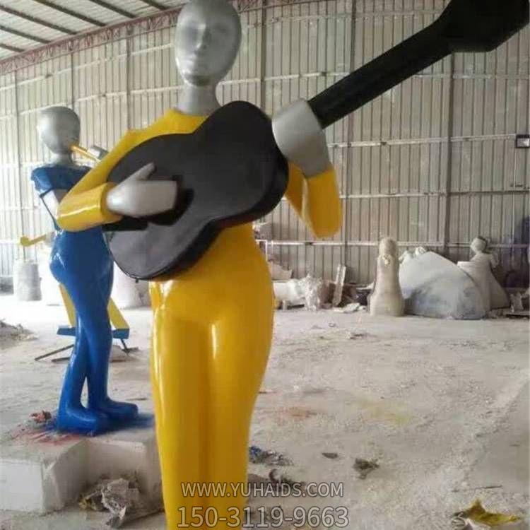 玻璃钢抽象演奏弹吉他人物博鱼网页版 公园装饰小品