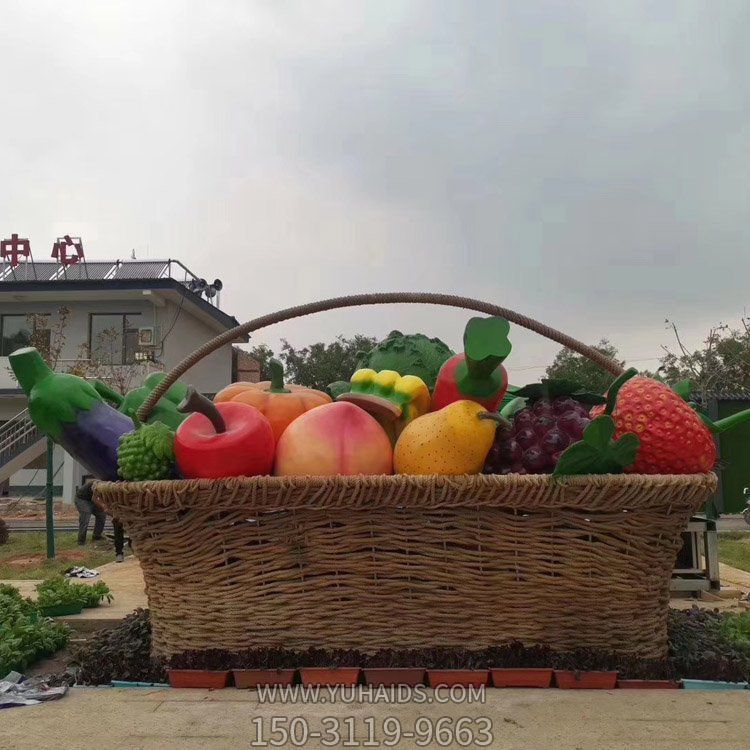 玻璃钢彩绘仿真水果篮农场采摘园装饰博鱼网页版