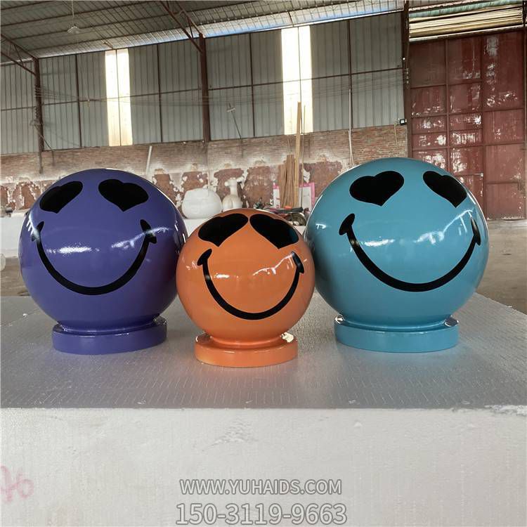 玻璃钢彩绘卡通圆形笑脸公园小区门口阻车圆墩博鱼网页版