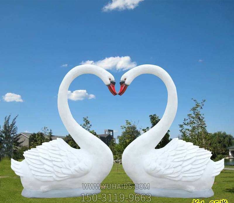 草坪花园玻璃钢仿真动物爱心白天鹅博鱼网页版