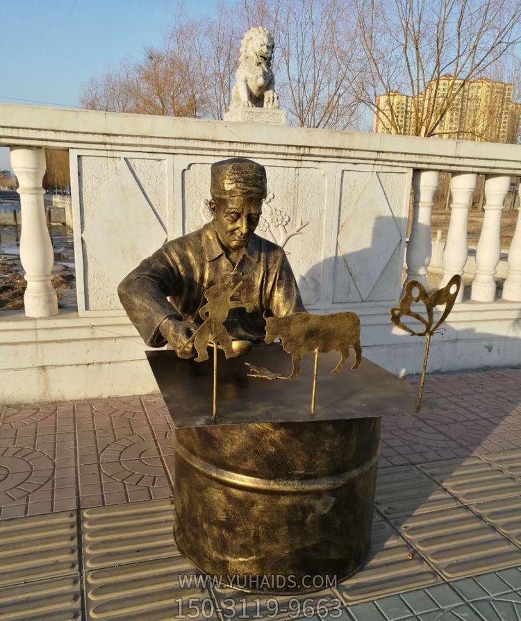 公园摆放中国非物质文化遗产画糖人的人物铜雕博鱼网页版