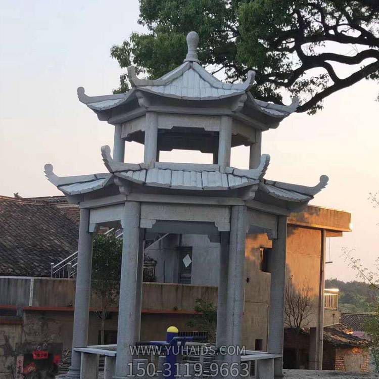 大理石石雕户外园林景区双层凉亭博鱼网页版