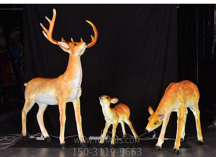 led玻璃钢仿真梅花鹿动物博鱼网页版 户外公园景区草坪灯装饰摆件