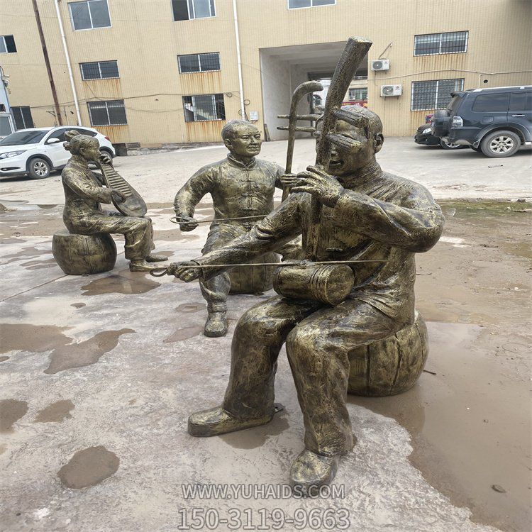 广场街道演奏乐器的玻璃钢仿铜人物景观博鱼网页版