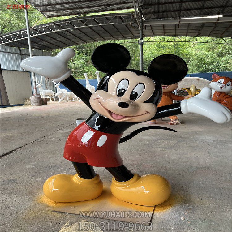 米老鼠玻璃钢卡通人物博鱼网页版，幼儿园游乐园动漫人物摆件
