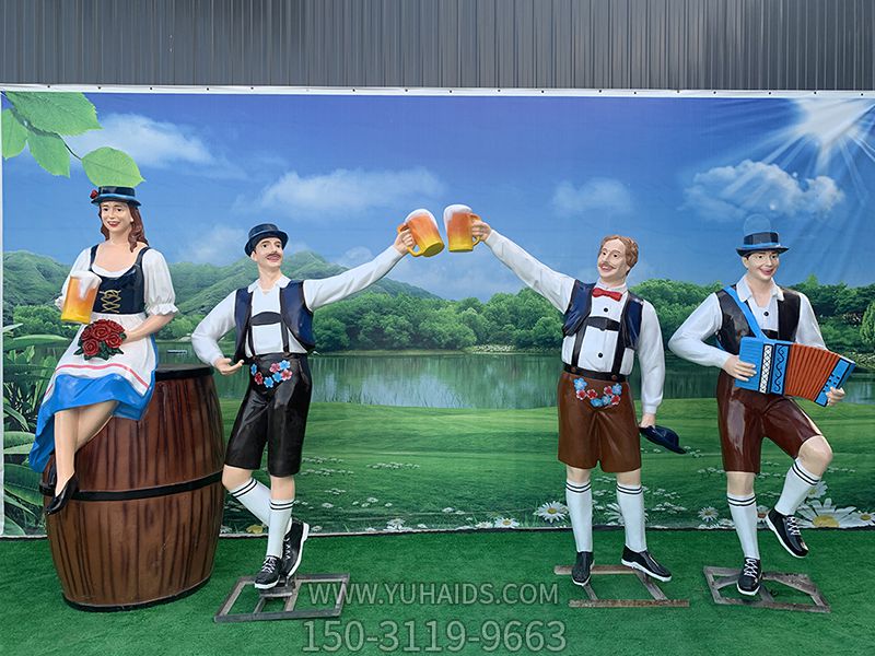 饭店酒吧玻璃钢喝酒人物装饰摆件博鱼网页版