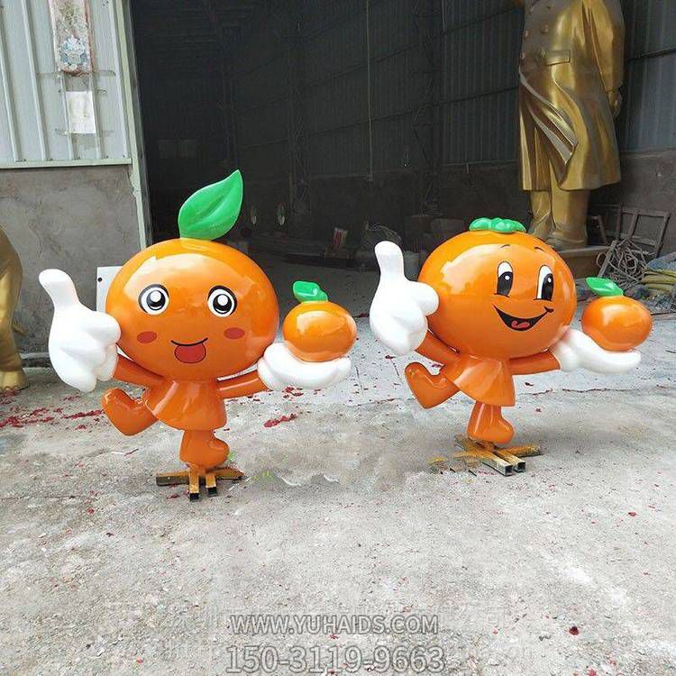 水果店铺玻璃钢卡通橘子公仔摆件博鱼网页版