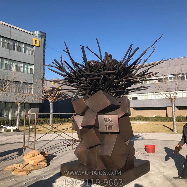 公司企业摆放玻璃钢仿铜筑巢诚信抽象标识景观博鱼网页版
