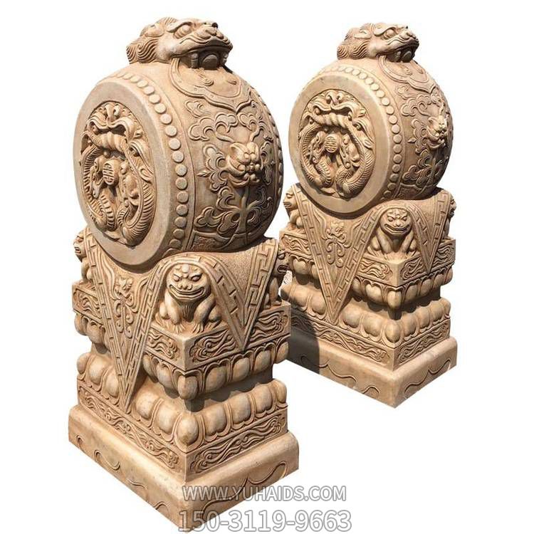 一对家用门口门墩抱鼓石博鱼网页版