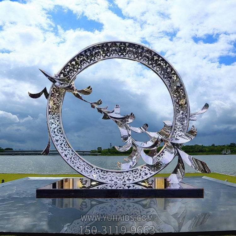 大型不锈钢抽象海浪博鱼网页版商业街户外装饰