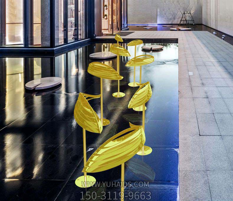 商厦一群站立的黄色不锈钢鱼博鱼网页版