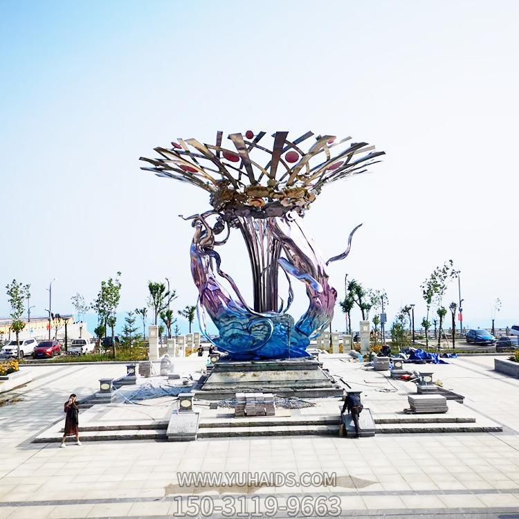 公园广场水池喷泉摆放大型镂空树仙女人物标识博鱼网页版