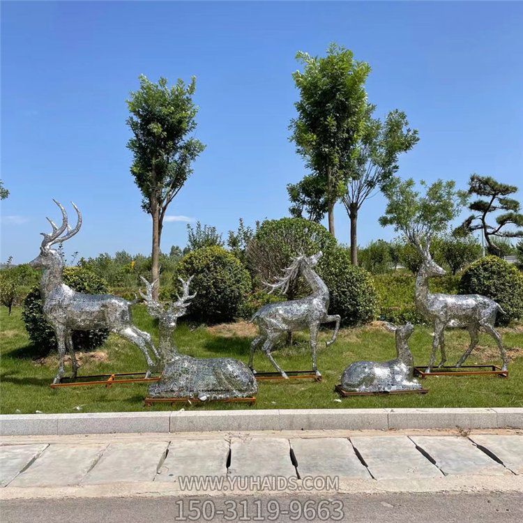 不锈钢镂空鹿博鱼网页版 户外广场 地产售楼处门口装饰摆件