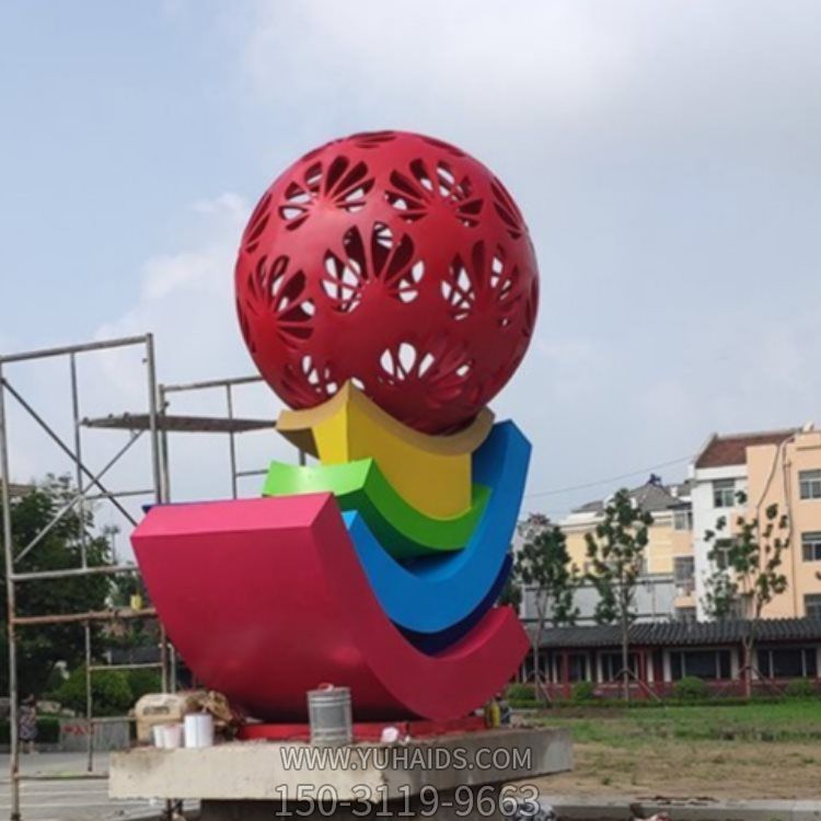 园林广场大型不锈钢彩绘镂空球博鱼网页版