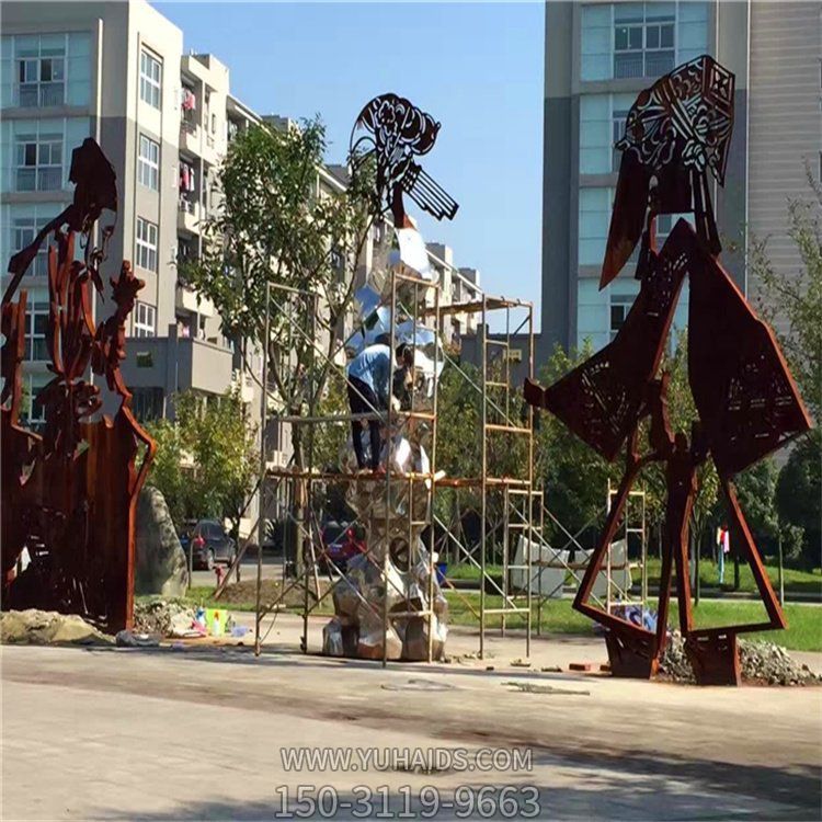 不锈钢剪影镂空戏曲皮影戏公园景观博鱼网页版