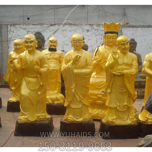 宗教寺庙供奉佛像玻璃钢仿铜十八罗汉博鱼网页版