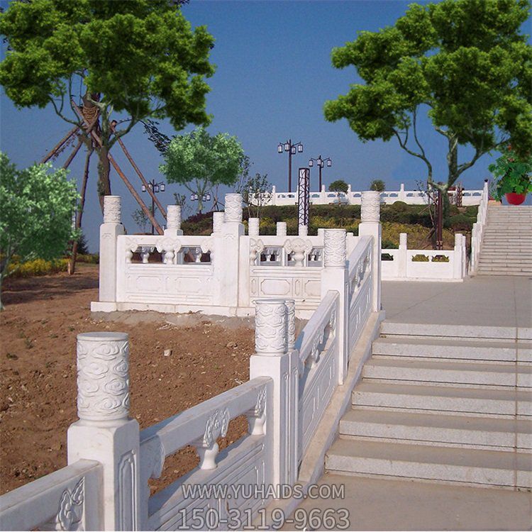 公园景点楼梯台阶大理石雕刻镂空防护扶手栏杆博鱼网页版