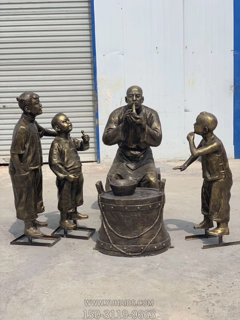 玻璃钢仿铜民俗人物吹糖人情景小品博鱼网页版