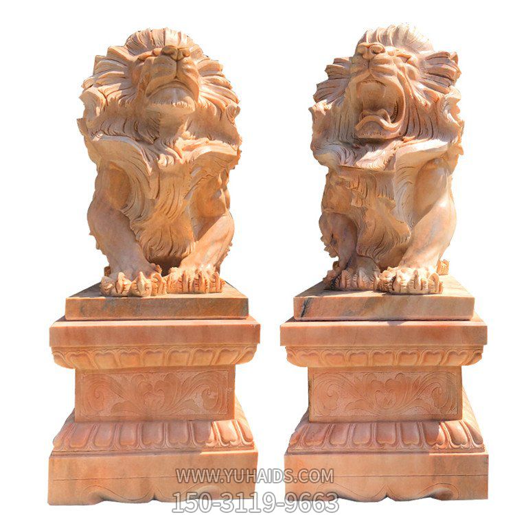 庭院别墅晚霞红石雕户外园林景观狮子博鱼网页版