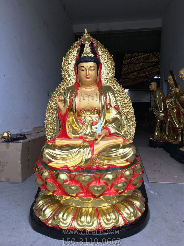玻璃钢彩绘喷金烤漆庙宇供奉佛像三圣博鱼网页版