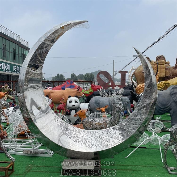 不锈钢创意镂空喷泉流水摆件月亮博鱼网页版