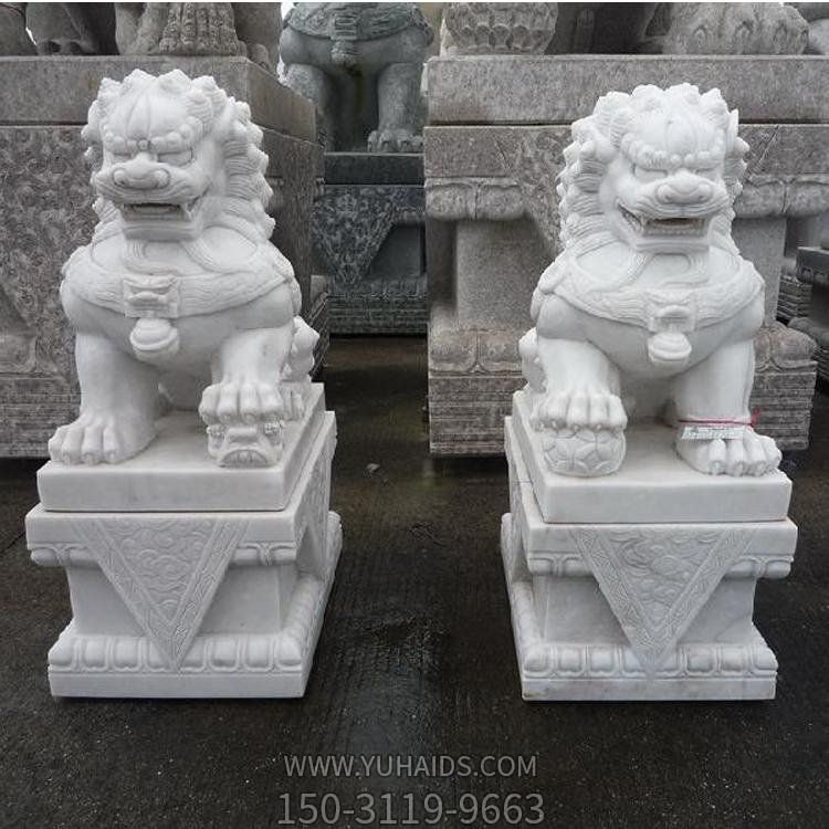 汉白玉天然优质石材雕刻狮子门墩企业公司摆件博鱼网页版