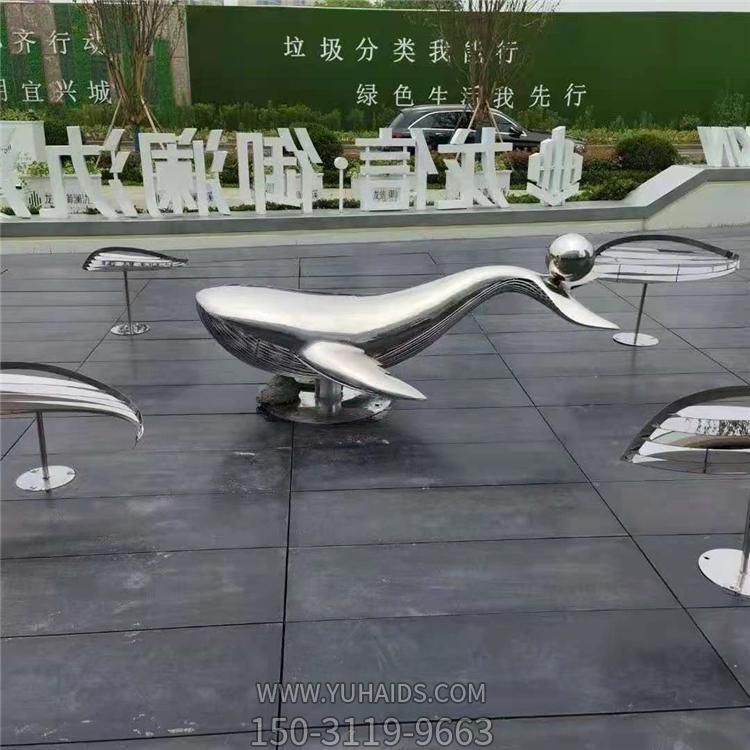 城市广场创意水景动物景观不锈钢鲸鱼博鱼网页版