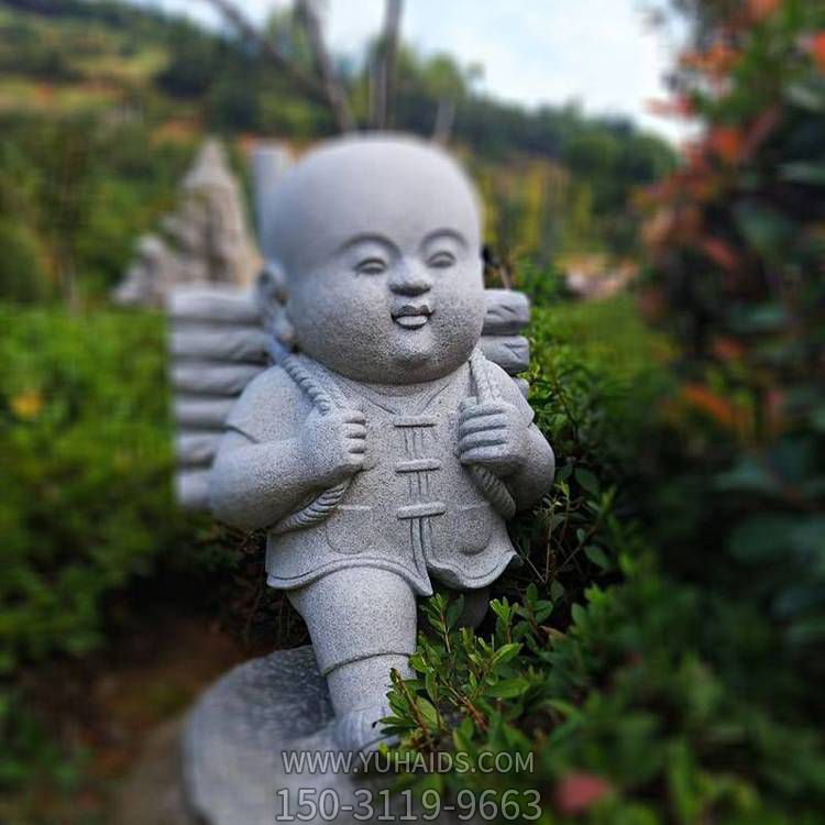 砂岩雕刻小和尚背柴小沙弥寺庙园林博鱼网页版