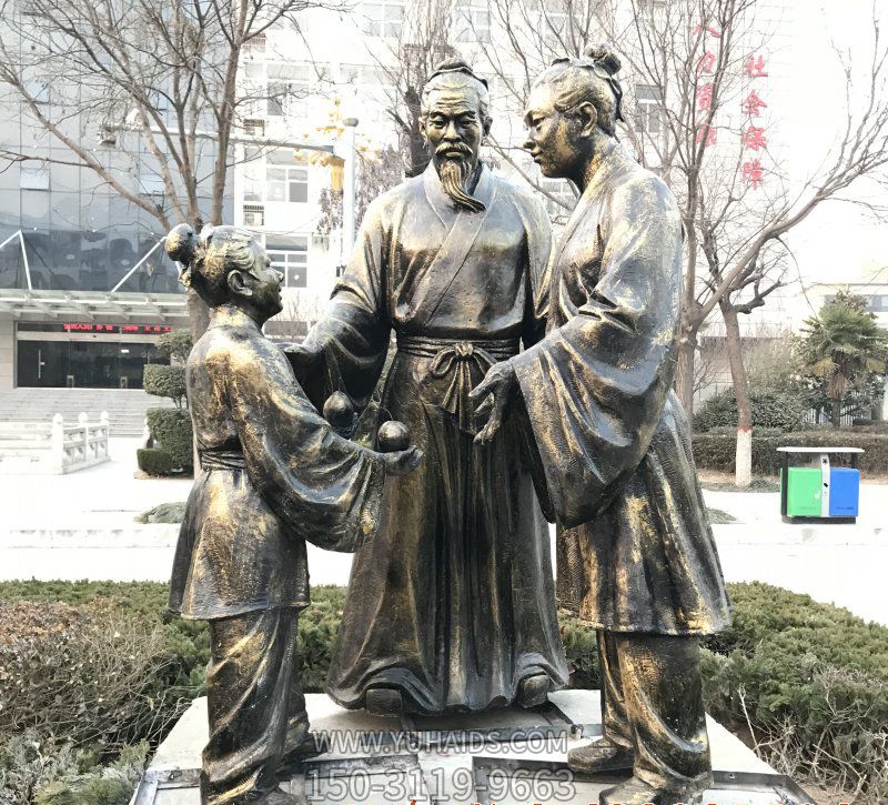 不锈钢仿铜校园广场大型人物景观孔融让梨博鱼网页版