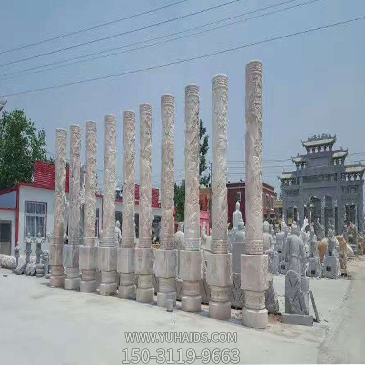 户外广场大型盘龙石材龙柱博鱼网页版