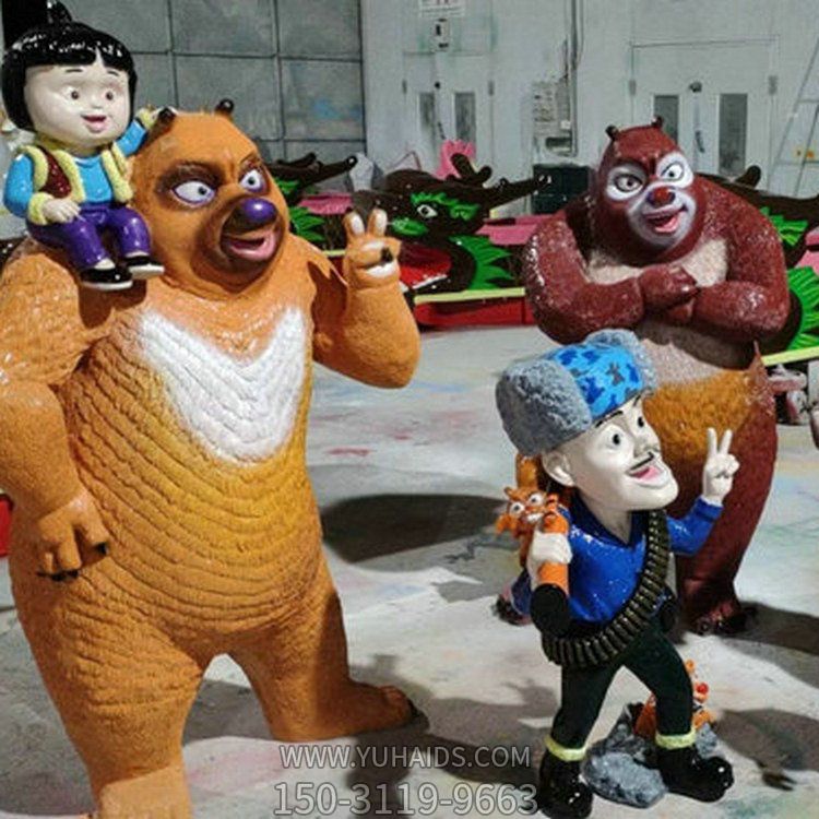 玻璃钢彩绘卡通动漫人物熊出没游乐场小品博鱼网页版