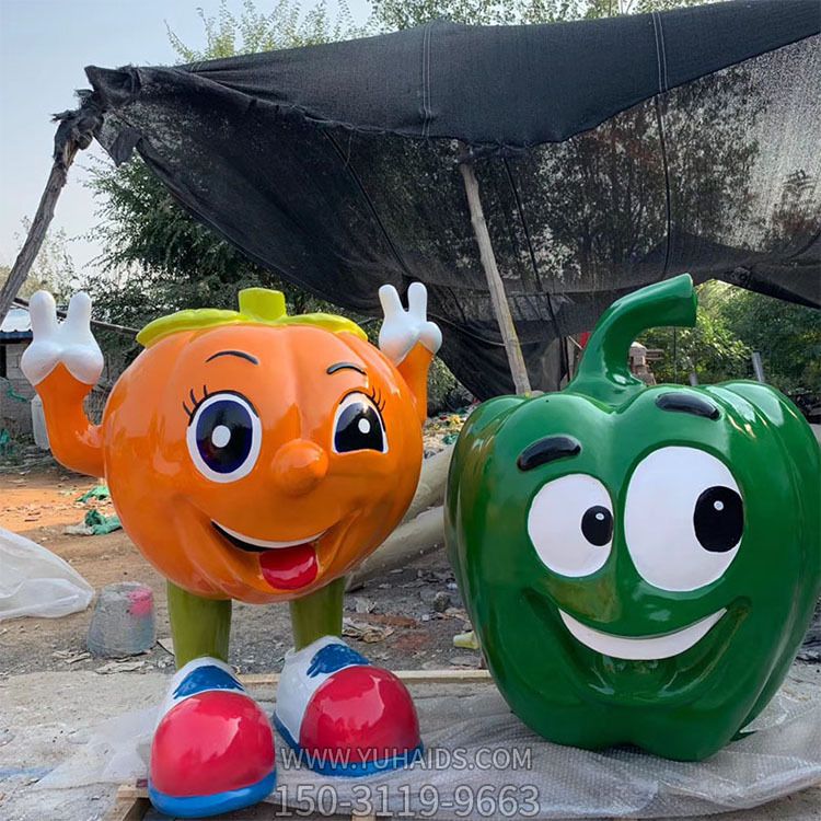 卡通青椒辣椒玻璃钢博鱼网页版卡通蔬菜坐凳户外园林景观创意坐凳