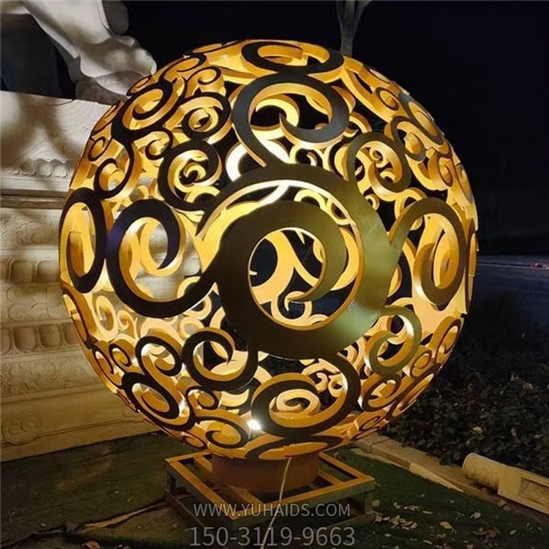 公园不锈钢喷金烤漆工艺装饰品摆件镂空球博鱼网页版