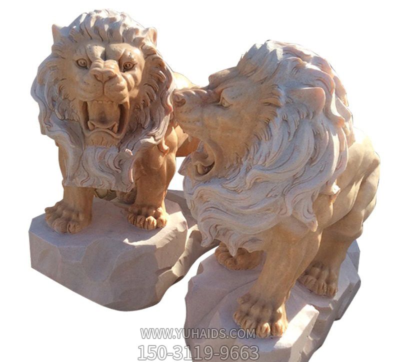 景区创意晚霞红一对怒吼的狮子博鱼网页版