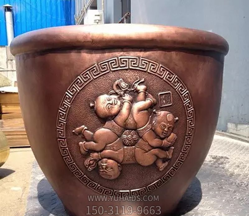 广场水缸铜雕吉祥娃娃缸博鱼网页版