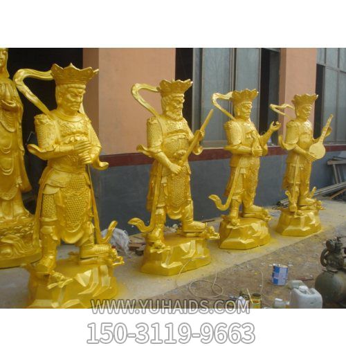 玻璃钢喷漆仿铜四大天王雕像寺庙摆件博鱼网页版