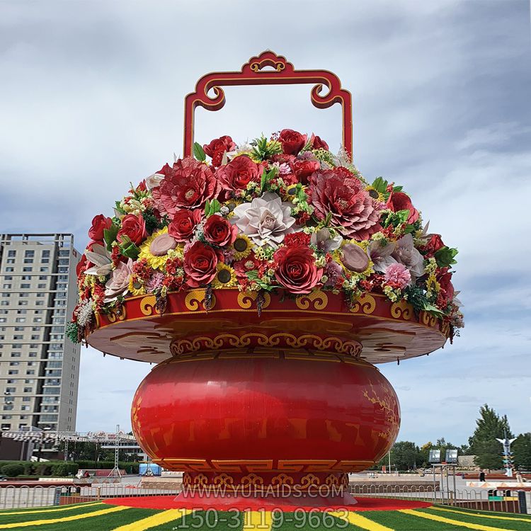 玻璃钢彩绘庆祝国庆节的大花篮博鱼网页版