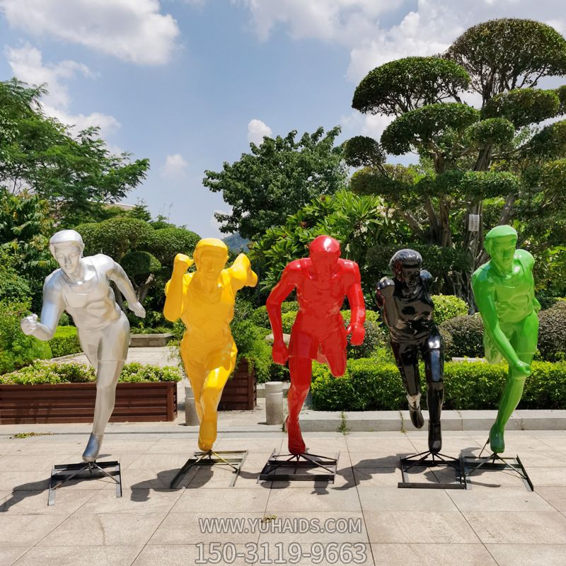 玻璃钢户外抽象跑步比赛运动员博鱼网页版大型园林景观摆件