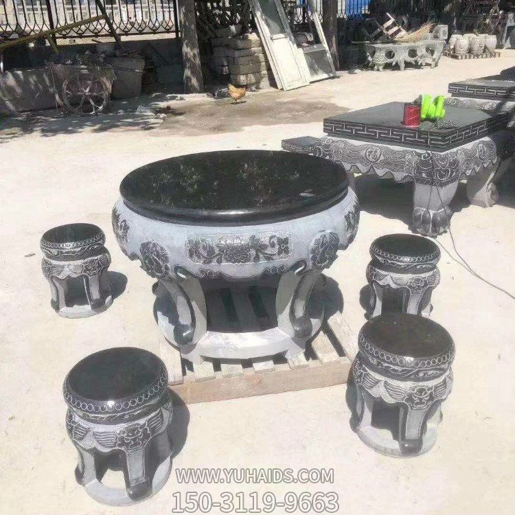 青石雕刻复古圆形家用户外摆放中式石桌凳博鱼网页版