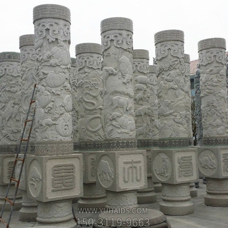 大理石石雕大型浮雕盘龙石柱博鱼网页版