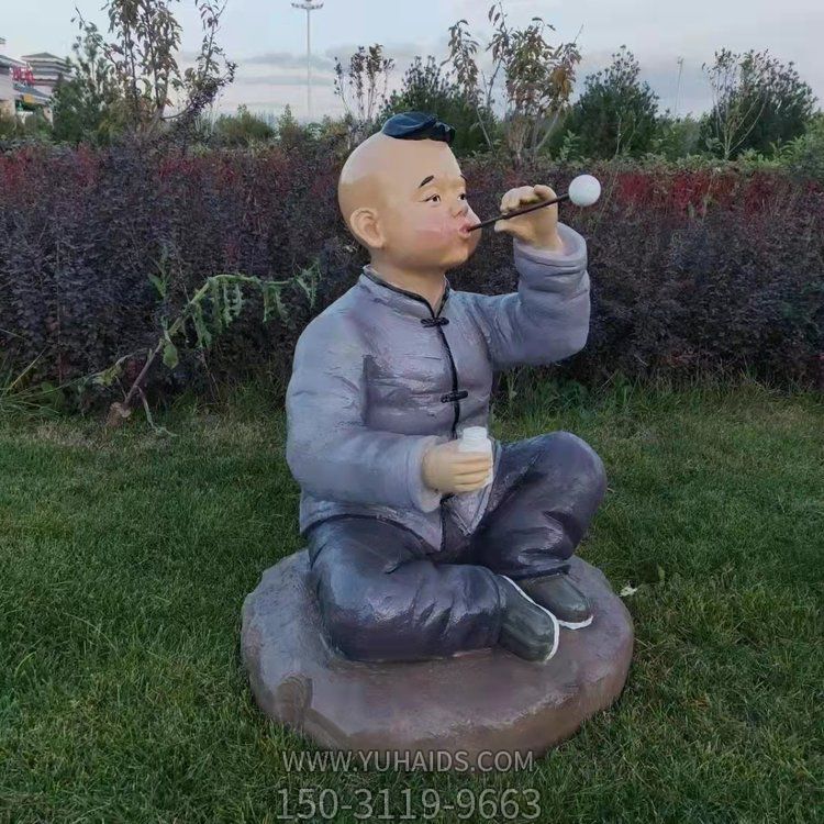 玻璃钢创意吹泡泡的儿童景观博鱼网页版