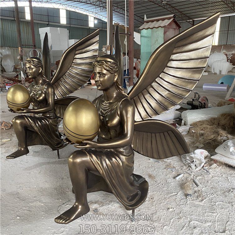 城市街道玻璃钢仿铜西方天使博鱼网页版