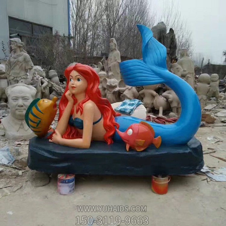 海洋馆玻璃钢卡通彩绘美人鱼公主小品摆件博鱼网页版